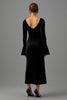 Load image into Gallery viewer, Black Sheath Velvet V Neck Long Formal Dress with Long Sleeves