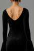 Load image into Gallery viewer, Black Sheath Velvet V Neck Long Formal Dress with Long Sleeves