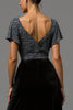 Load image into Gallery viewer, Sparkly Black and Grey A Line Velvet Long Formal Dress with Sequins