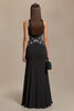 Load image into Gallery viewer, Black Round Neck Sheath Sleeves Long Formal Dress