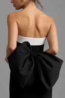 Load image into Gallery viewer, Black and White Strapless Long Sheath Formal Dress with Slit
