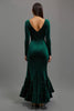 Load image into Gallery viewer, Dark Green Mermaid Square Neck Velvet Long Sleeves Formal Dress