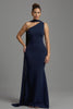 Load image into Gallery viewer, Navy Mermaid Satin One Shoulder Long Formal Dress