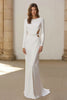 Load image into Gallery viewer, Ivory Round Neck Mermaid Wedding Dress with Long Sleeves