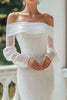 Load image into Gallery viewer, Ivory Off The Shoulder Sweep Train Long Sleeves Wedding Dress