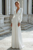 Load image into Gallery viewer, Ivory Sheath V-Neck Maxi Wedding Dress with Long Sleeves