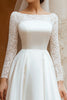 Load image into Gallery viewer, Ivory Satin Boat Neck A Line Wedding Dress with Lace
