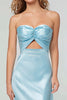 Load image into Gallery viewer, Light Blue Sweetheart Sheath Satin Long Formal Dress