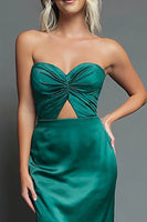 Load image into Gallery viewer, Dark Green Sheath Sweetheart Satin Long Formal Dress