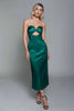 Load image into Gallery viewer, Dusty Blue Sweetheart Sheath Cut Out Satin Ankle Length Formal Dress