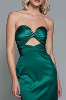Load image into Gallery viewer, Dark Green Sheath Satin Sweetheart Ankle Length Formal Dress