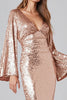 Load image into Gallery viewer, Sparkly Rose Gold V-Neck Mermaid Sequin Long Formal Dress