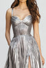 Load image into Gallery viewer, Sparkly Silver Spaghetti Straps A-Line Metallic Pleated Long Formal Dress