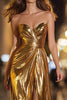 Load image into Gallery viewer, Sparkly Gold Sweetheart Metallic Long Formal Dress with Slit