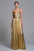Load image into Gallery viewer, Sparkly Gold A-Line Metallic Pleated Long Formal Dress