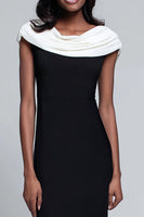 Load image into Gallery viewer, Simple Black and White Sheath Satin Long Formal Dress