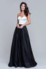 Load image into Gallery viewer, Black and White Satin Sweetheart Long Formal Dress