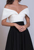 Load image into Gallery viewer, Black and White Off the Shoulder Long Satin Formal Dress