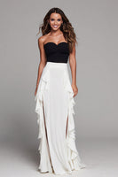 Load image into Gallery viewer, Black and White Sweetheart Sheath Long Formal Dress with Ruffles