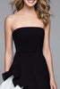 Load image into Gallery viewer, Black and White Strapless A-Line Ruffled Long Formal Dress with Slit