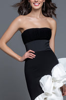 Load image into Gallery viewer, Black and White Mermaid Strapless Ruffled Formal Dress