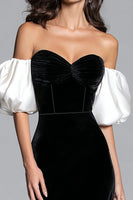 Load image into Gallery viewer, Black and White Mermaid Velvet Corset Long Formal Dress