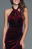 Load image into Gallery viewer, Burgundy Halter Velvet Mermaid Long Holiday Party Dress with Slit