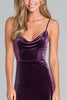 Load image into Gallery viewer, Plum Spaghetti Straps Velvet Sheath Long Holiday Party Dress