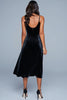 Load image into Gallery viewer, Black Spaghetti Straps Velvet A-Line Tea Length Holiday Party Dress