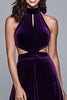 Load image into Gallery viewer, Plum Halter Velvet Cut-Out A-Line Tea Length Holiday Party Dress