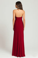 Load image into Gallery viewer, Burgundy Halter Sheath Long Formal Dress with Slit