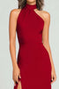 Load image into Gallery viewer, Burgundy Halter Sheath Long Formal Dress with Slit