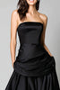 Load image into Gallery viewer, Black Strapless A-Line Satin Ruched Long Formal Dress