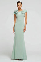 Load image into Gallery viewer, Mint Green Boat Neck Mermaid Long Formal Dress with 3D Flower