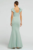 Load image into Gallery viewer, Mint Green Boat Neck Mermaid Long Formal Dress with 3D Flower