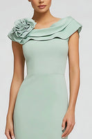 Load image into Gallery viewer, Mint Green Boat Neck Mermaid Long Formal Dress with 3D Flower