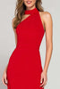 Load image into Gallery viewer, Elegant Red High Neck Satin Mermaid Long Formal Dress