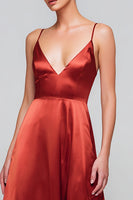 Load image into Gallery viewer, Red Spaghetti Straps Satin A-Line Long Formal Dress