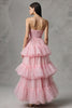 Load image into Gallery viewer, Pink Strapless A-Line Tulle Ruffled Long Pageant Dress