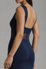 Load image into Gallery viewer, Simple Navy Boat Neck Satin Mermaid Long Formal Dress