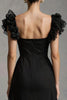 Load image into Gallery viewer, Black Square Neck A-Line Tulle Long Formal Dress with Ruffles