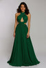Load image into Gallery viewer, Dark Green Halter Chiffon Cut-Out A-Line Long Holiday Party Dress