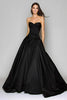 Load image into Gallery viewer, Black Sweetehart A-Line Satin Long Formal Dress