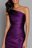 Load image into Gallery viewer, Purple One Shoulder Satin Mermaid Long Formal Dress
