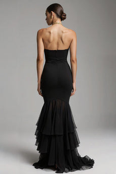 Black Sweetheart Mermaid Ruffled Long Formal Dress