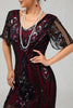 Load image into Gallery viewer, Sparkly Black Golden Bodycon Sequins Short 1920s Dress with Sleeves