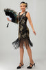 Load image into Gallery viewer, Sparkly Red Gold Fringed Short 1920s Dress with Sequins