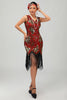 Load image into Gallery viewer, Sparkly Red Gold Fringed Short 1920s Dress with Sequins
