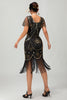 Load image into Gallery viewer, Sparkly Black Golden Sequins Scoop Neck Flapper Dress with Fringes