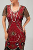 Load image into Gallery viewer, Sparkly Black Golden Sequins Scoop Neck Flapper Dress with Fringes
